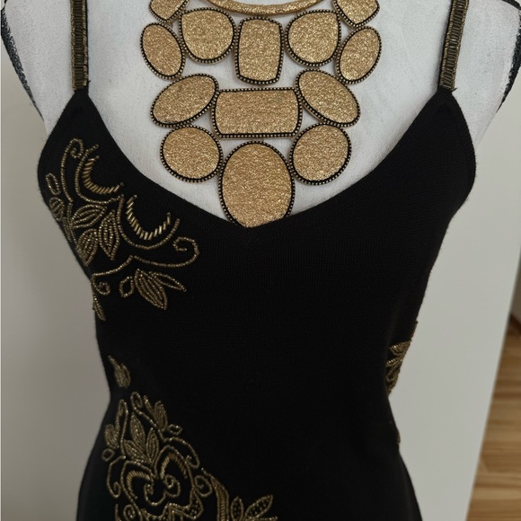 Night out dress black gold spaghetti straps - Picture 7 of 12